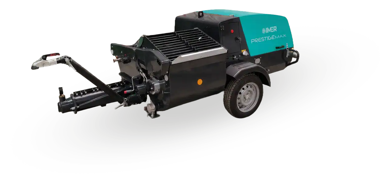 IMER Prestige Max diesel grout pump and mixer on highway tow trailer